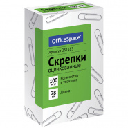 Скрепки оцинкованные 28мм, 100шт., карт. упак. 231183