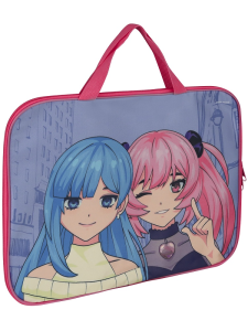 Папка детская А4 ЛУЧШИЕ ПОДРУГИ (П-5222) с ручками, на молнии, печать на ткани