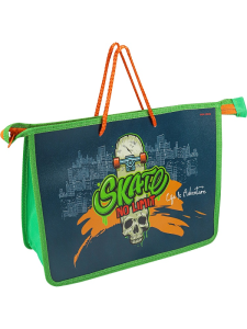 Папки детские на шнурке А4 СКЕЙТ И ЧЕРЕП (П-9707) пластик