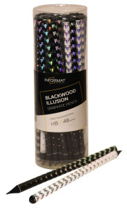 Карандаш чернографит. корпус дерев. INFORMAT Blackwood Illusion НВ заточенный трехгранный тубус прин