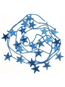 Новогоднее украшение бусы на ёлку синие /Яркие звезды/ НУ-6746