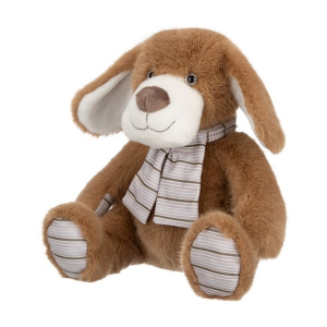 Игрушка мягконабивная ТМ /Relana/ Собака бежевая  в шарфике, 22 см, в/п 22*18*17 см