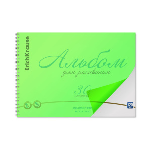 Альбом для рисования с пластиковой обложкой на спирали ErichKrause® Neon зеленый, А4, 30 листов