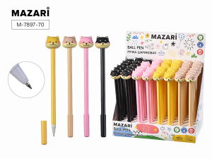 Ручка шариковая DOGS, СИНЯЯ, пулевидный пишущий узел 0.7 мм,  пластиковый цветной корпус, сменный ст