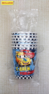 Стаканы бумажные Гонки (250 мл. 6 шт.) флоупак, ПФ 3  ФЛ-8252