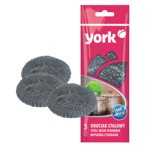 Губки для посуды York, металлические, 8,5*2,5см, 3шт. 3010