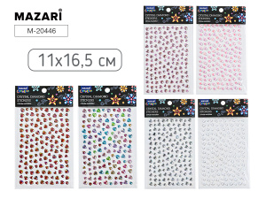 Стразы-наклейки пластиковые, 11*16.5 см, 6 дизайнов, ОПП-упаковка