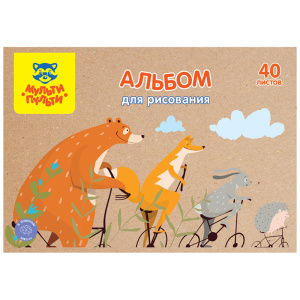 Альбом для рисования 40л., А4, на скрепке Мульти-Пульти /Лесные друзья/, крафт картон А40_44382