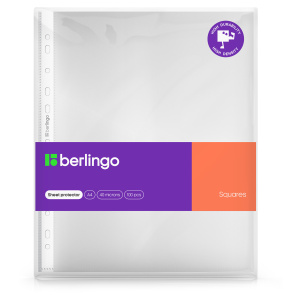 Папка-вкладыш с перфорацией Berlingo /Squares/, А4, 40мкм, рельефная текстура, матовая SPs_A4040  ЦЕ