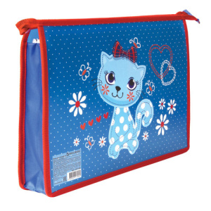 Папка для тетрадей BRAUBERG А4, пластик, цв. печать, молния сверху, дев., Китти, 227106