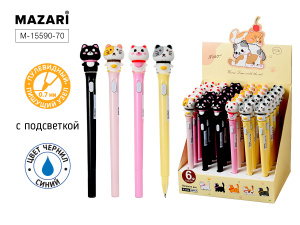 Ручка шариковая MIAO, СИНЯЯ, с подсветкой, пулевидный пиш.узел 0.7мм, корпус пластиковый, сменный ст