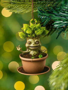 Елочная подвеска однослойная из дерева /Мандрагора/, 9см, (Собств.разр.) НУ-3106