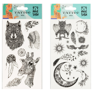 Наклейка-тату MESHU /Wild/, 22*10см, инд. уп., европодвес MS_52652 (10702070/131123/3459974/3, Китай