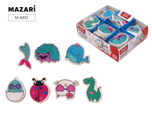 Ластик CUTE ZOO, термопластичная резина, фигурный, 3 дизайна, ОПП- упаковка / картонный дисплей