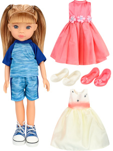 Кукла 33 см в наборе (2 платья, 2 пары обуви) в коробке (арт.ИК-0404)