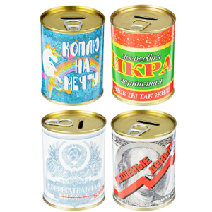 Копилка, ж/банка d7,6см, h9,5см, 4 дизайна