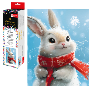 Алмазная  мозаика (набор для творчества) арт. 70797 / 50 НОВОГОДНИЙ ЗАЙЧИК, размер: 20x25 см, (25 цв