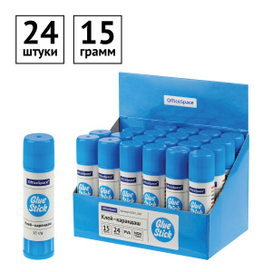 Клей-карандаш 15г., OfficeSpace, дисплей (10702070/150725/5241659/1, Китайская Народная Республика)