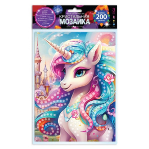 Кристальная мозаика в пакете 17*23 см единорог МУЛЬТИ АРТ в кор.100шт