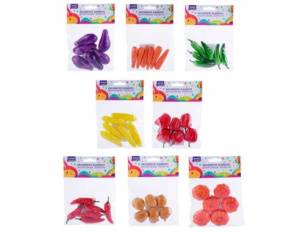 Декоративные элементы из пластика VEGETABLES, 6 шт, размер 3.9 см, 8 дизайнов в ассортименте, ОПП-уп