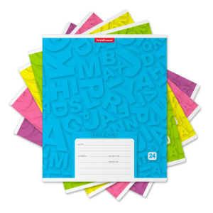 Тетрадь школьная ученическая ErichKrause Optima Letters ассорти, 24 листа, линейка (в плёнке по 10 ш