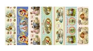 Пасхальная декоративная термоусадочная пленка на 7 яиц. Ретро-открытки 1