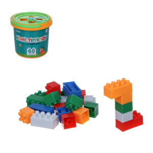 ИГРОЛЕНД Конструктор с сортером /Крупные детали/, 60 деталей, РР, 14х14х13см, 2 дизайна (10702070/10