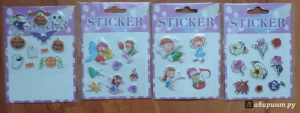 Стикеры детские объемные 6.8х7.0 см, пленка PVC, мягкий пластик. Ассорти.