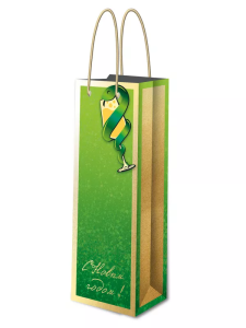 Бумажный пакет для сувенирной продукции с ламинацией, с шириной основания 12,7 cм, плотность бумаги 