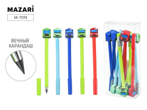 Карандаш вечный МАШИНКИ, 4 цвета корпуса в ассортименте, ПВХ-упаковка