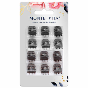 Крабы для волос НАБОР 12 шт., 0,8 см, АССОРТИ, MONTE VITA, 457026