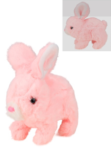Игрушка интерактивная мягкая КРОЛИК (15х15,5см, ходит, звук, AA*2 не копмл.) розовый (арт. И-8100)