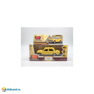 Машина металл ваз-2101  длина 12 см, двери, багаж, инерц, желтый, 