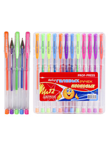 Набор ручек гелевых 12шт.,12цв.флуорес-ных неон. Набор №6(НР-8276),в пластик.блист,с подвес,кратн 12