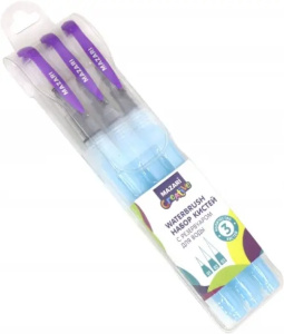 Набор кистей с резервуаром для воды WATERBRUSH, 3шт (нейлоновое перо:тонкое d= 3мм,среднее d= 4мм, б