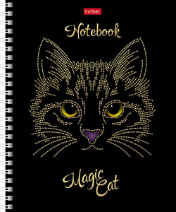 Тетрадь 48л А5ф клетка 65г/кв.м на гребне мат.ламин. 3D фольга 3D лак 4 диз.в блоке  серия -Gold on 