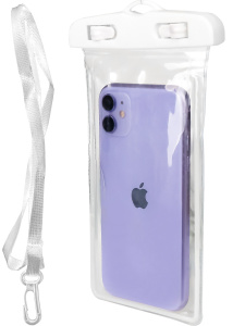 Чехол для смартфона универсальный водонепрониц. светящ. белый с ремешком 21.4*11.8*1.8cм ЧС-2158