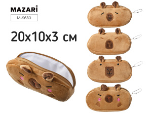 Пенал-косметичка CAPYBARA, 20х10х3 см, на молнии, ассорти 4 дизайна, ОПП-упаковка