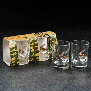 Стопки непробиваемые с пулей /С 23 февраля, набор 2 шт., 50 мл