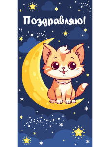 OPTIMA Конверт для денег /Поздравляю!/ (кошечка на месяце) 1-04-0445