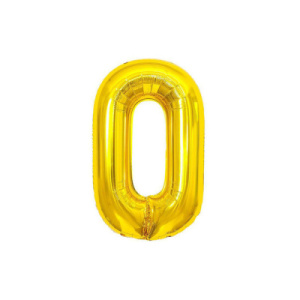 Воздушный шар, 40/, MESHU,  цифра 0, золотой, фольгированный MS_51224 (10702070/300623/3268221/1, Ки