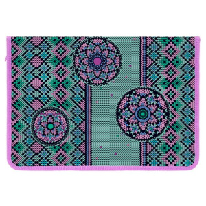 Папка для тетрадей с откидной планкой А4ф Hatber на молнии -Вязаный узор-