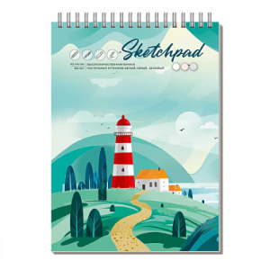 Скетчпад А5 145х210 мм, 40 л, блок - белый офсет, серый офсет, бежевый офсет 80 г/м², арт. 62770 МАЯ