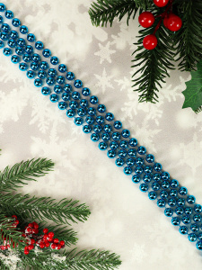 Бусы на ёлку Яркий праздник,  d 1 см, длина 1,8 м, синие НУ-0055