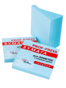 20. Бумага для заметок с клеевым краем ГОЛУБАЯ (ЗБ-1554) 76х76 мм, 100л, кратно 12