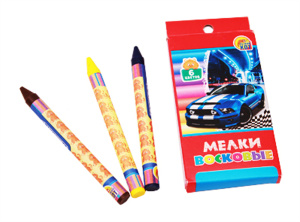 Набор восковых мелков 8,9х08 см. БЫСТРОЕ АВТО (6 цв.) (Арт. ШМ-6002)