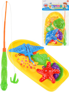 Рыбалка пластиковая (36х19,5 см) /Улов/(6 рыб.,удочка,лодка,ведро,в пак.) ( Арт. 2233816)