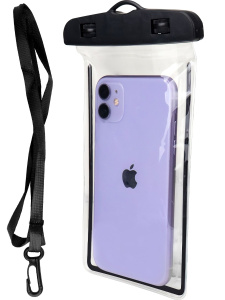 Чехол для смартфона универсальный водонепрониц. светящ. черный с ремешком 21.4*11.8*1.8cм ЧС-2157