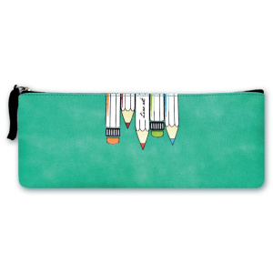 Пенал школьный арт.46558/36 КАРАНДАШИ НА ЗЕЛЕНОМ (без наполнения, 22х9, одно отделение, искусственна