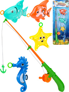 Рыбалка пластиковая /РЫБКА ЗА РЫБКОЙ-1/ (4 рыбки, 1 удочка, в блистере) (Арт. M1135)